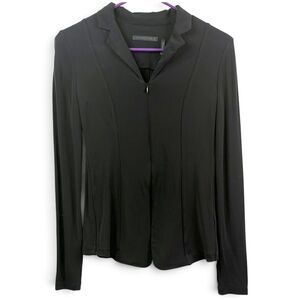 helmut lang black viscose jersey zip blazer top jacket thumbholes goth tech sm